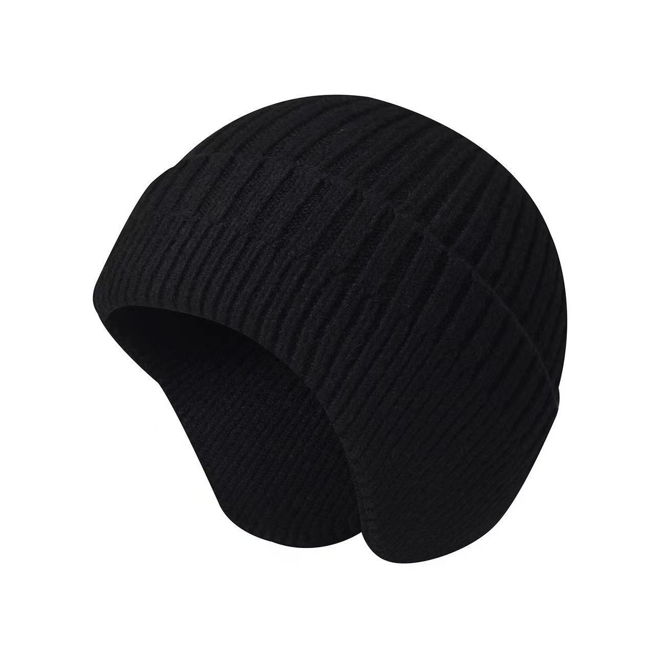 Outdoor Winter Beanie Hats Plain Color Unisex Knitting Skull Caps Hat With Ear Flaps