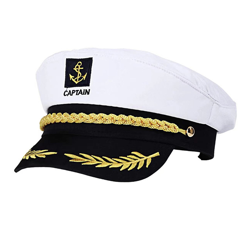 Adult Yacht Cap White Captain Sailor Navy Cap Hat