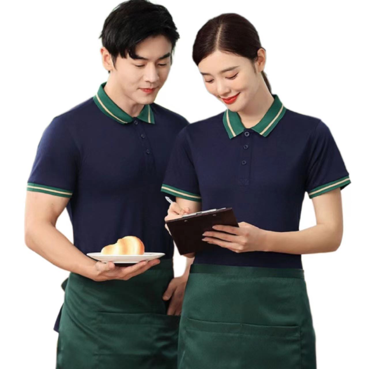 Solid Color Polo T Shirts Restaurant Bar Waiter Uniforms Wholesale