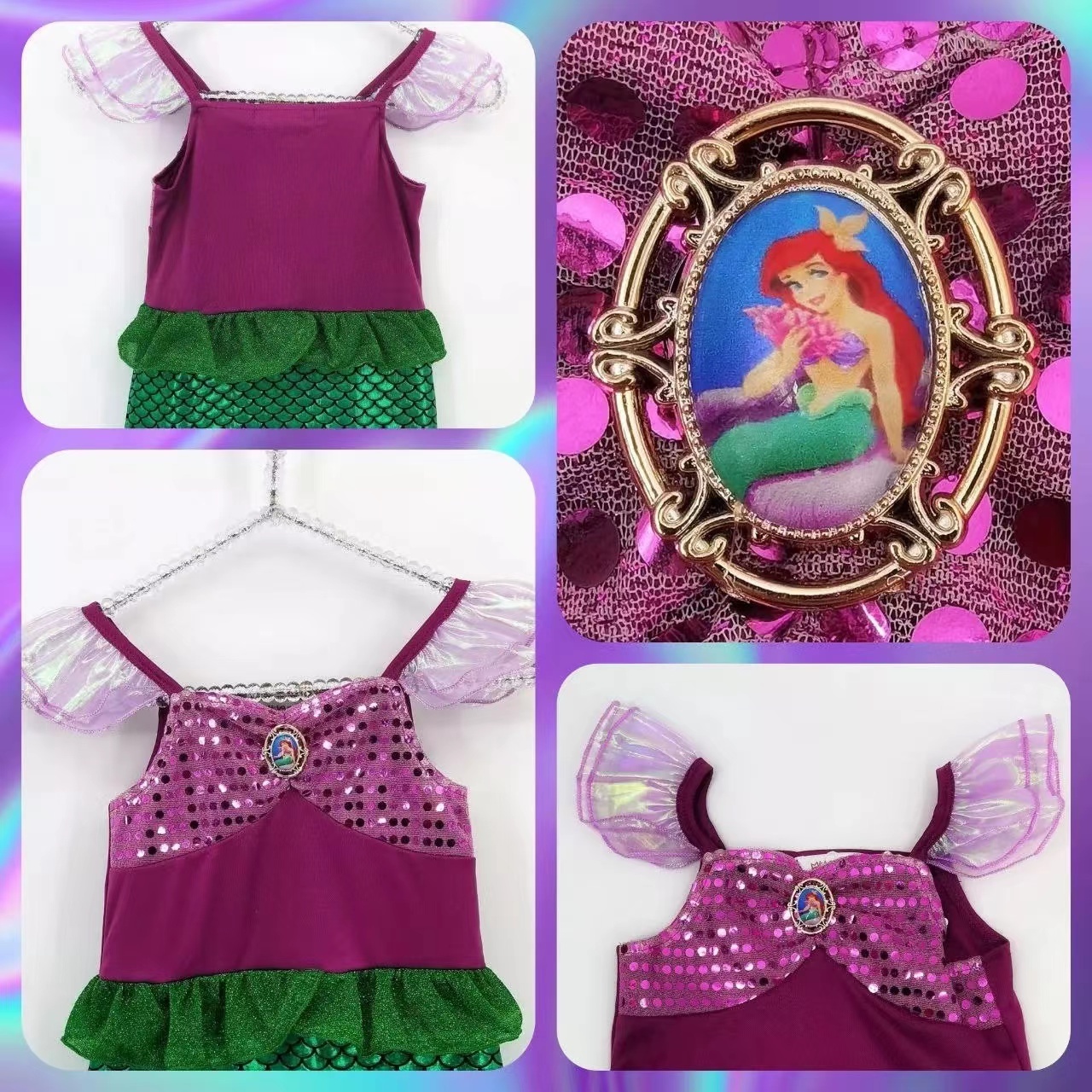 3-8 Years Girl Princess Dress Up For Kids Mermaid Costume Dress