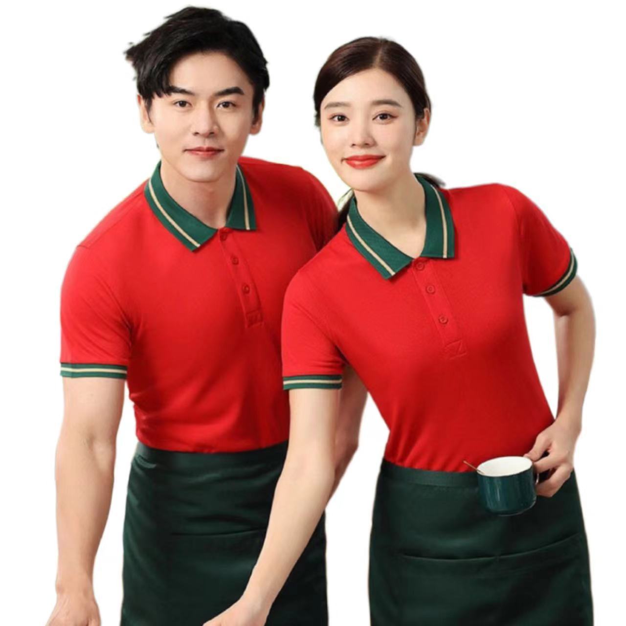 Solid Color Polo T Shirts Restaurant Bar Waiter Uniforms Wholesale