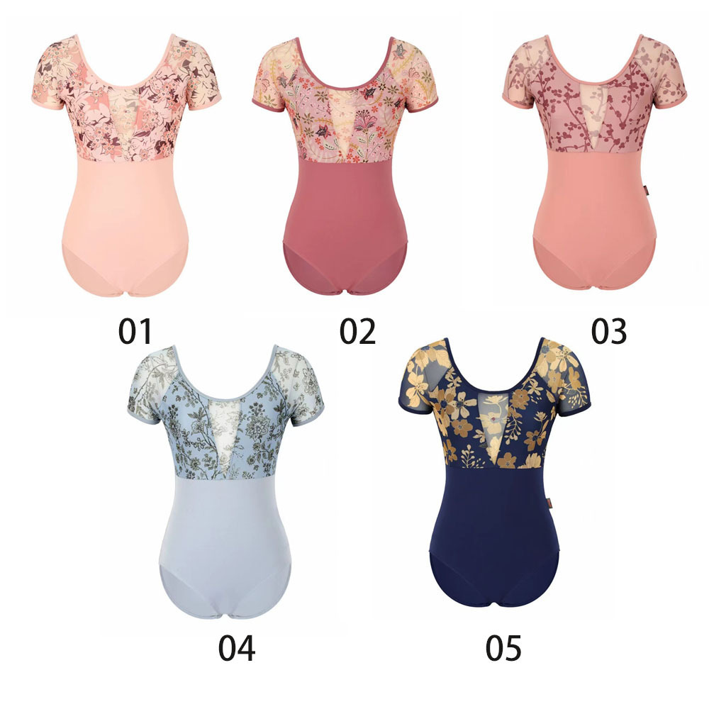 Women Floral Design Ballet Leotards Ballet Dance Wear Gymnastics Leotard Sleeveless For Adults