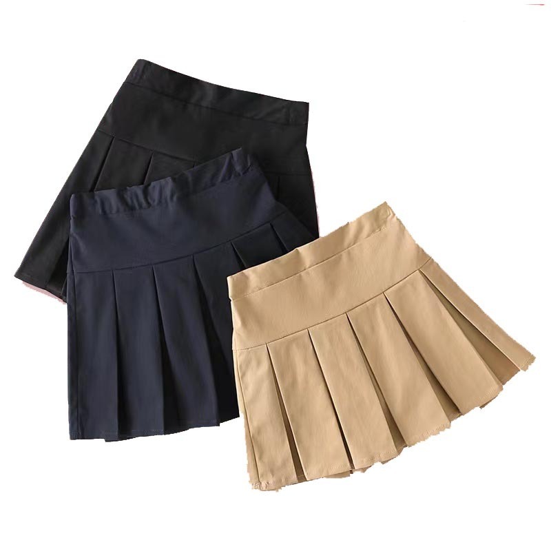 Girls School Uniform Pleated Skirts Khaki School Uniforms Short Skirt