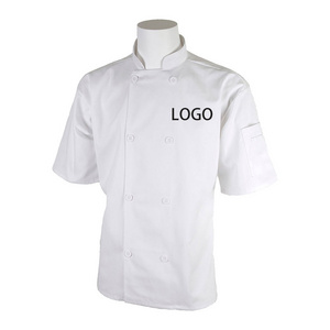 Modern Unisex Chef Jackets Custom Logo Short Sleeve White Chef Coats