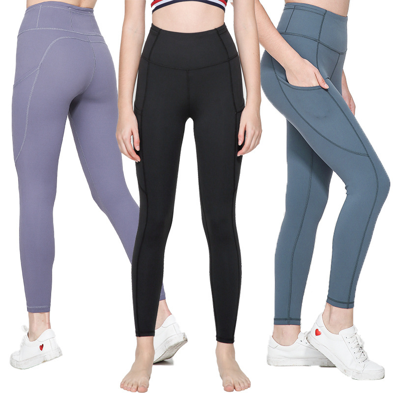 Custom Logo Dropshipping Women's Yoga Pants with Pockets Buttery Soft Workout Leggings Push Up Butt Lift Leggings