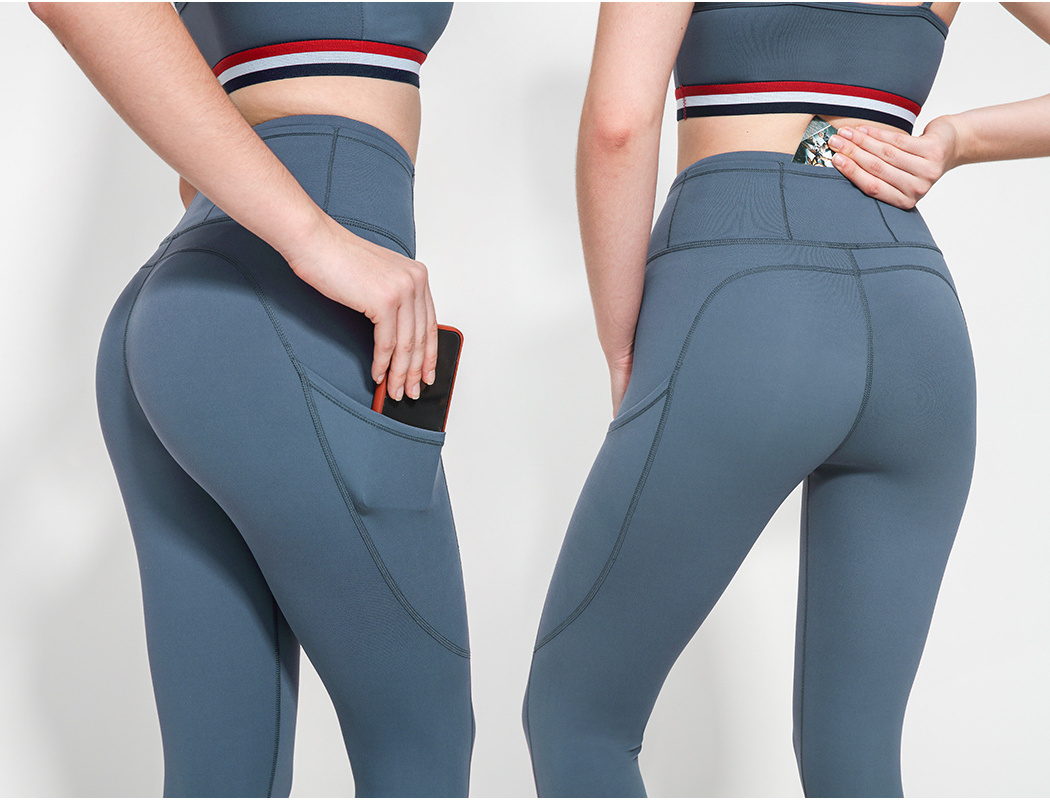 Custom Logo Dropshipping Women's Yoga Pants with Pockets Buttery Soft Workout Leggings Push Up Butt Lift Leggings