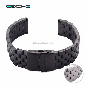 LAIHE Black &Silver 20mm 22mm 24mm High Quality 5 Engineer Link Stainless Steel Locking Watchband Watch Strap