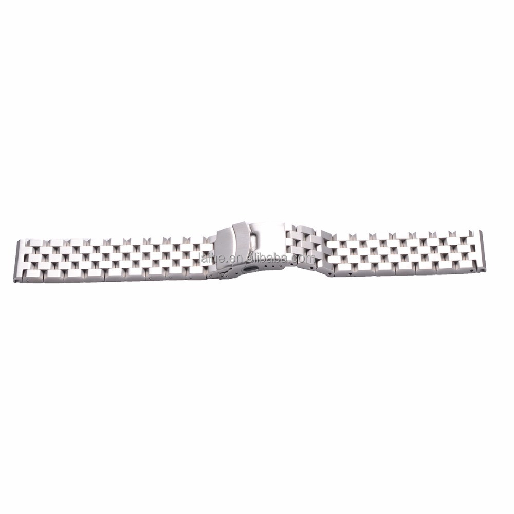 LAIHE Black &Silver 20mm 22mm 24mm High Quality 5 Engineer Link Stainless Steel Locking Watchband Watch Strap