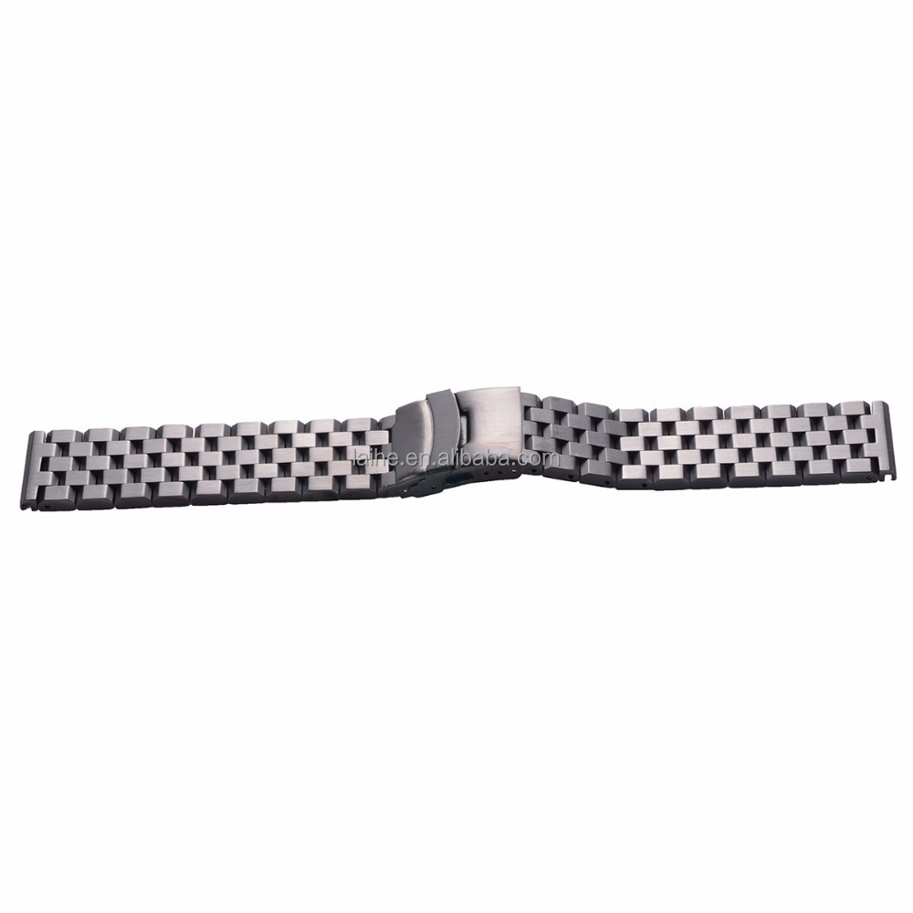 LAIHE Black &Silver 20mm 22mm 24mm High Quality 5 Engineer Link Stainless Steel Locking Watchband Watch Strap