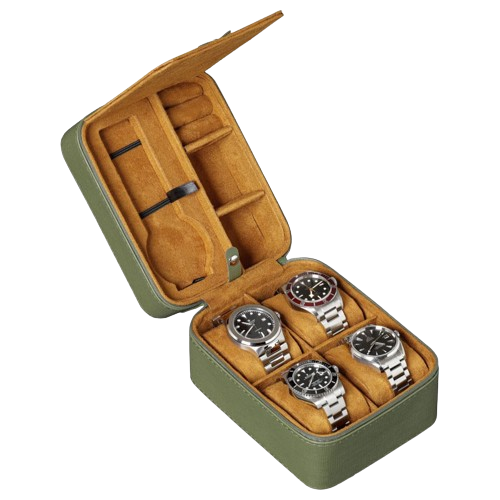 Personalized Handmade Double Watch Travel Box Leather Watch Box with Zipper Watch Organizer Storage Box