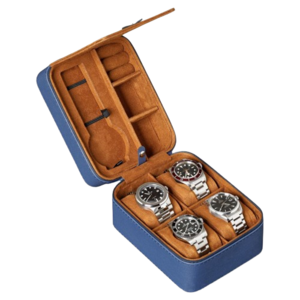 Personalized Handmade Double Watch Travel Box Leather Watch Box with Zipper Watch Organizer Storage Box