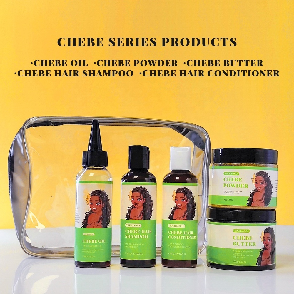 New arrivals Custom Logo Package Hair Growth Product Chebe Conditioner Hair Care Oil Butter Chebe Shampoo set