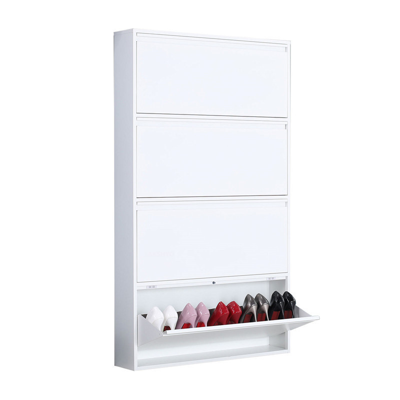 LAKSHYO High Quality Steel Shoes Cabinet Wall Mounted Shoe Rack Shoe Storage Metal Footwear Cupboard 4 Drawer  Cabinet