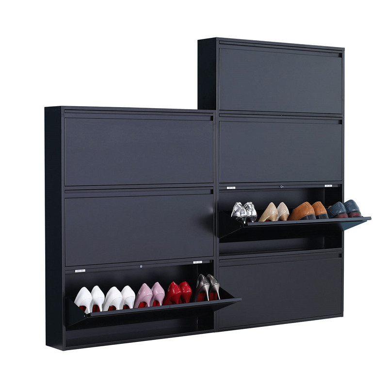 LAKSHYO High Quality Steel Shoes Cabinet Wall Mounted Shoe Rack Shoe Storage Metal Footwear Cupboard 4 Drawer  Cabinet