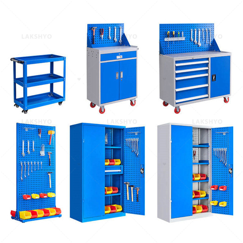 LAKSHYO File Cabinet Storage Cabinet Tool Trolley Key Lock Heavy Duty Tool Chest Storage System Iron Workbench Steel Henan