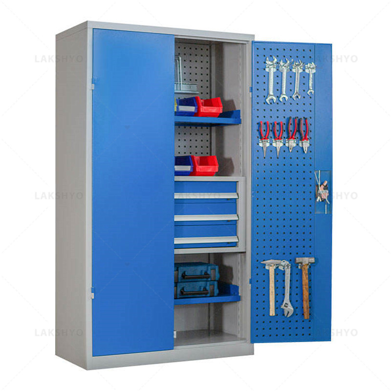 LAKSHYO File Cabinet Storage Cabinet Tool Trolley Key Lock Heavy Duty Tool Chest Storage System Iron Workbench Steel Henan