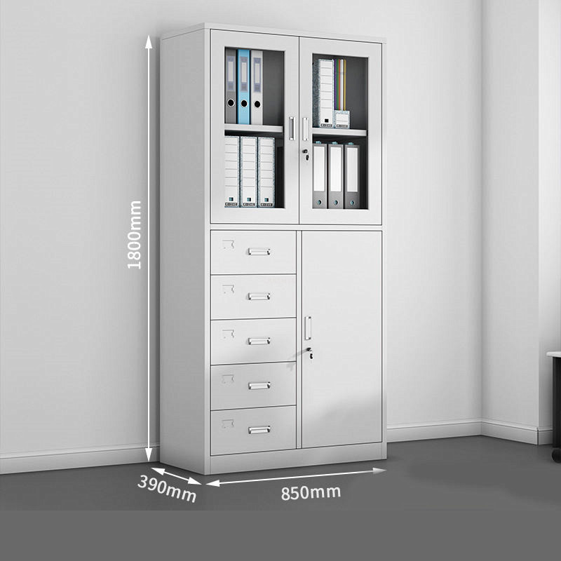 LAKSHYO Commercial 4 Doors 3 Drawers Steel Cabinet File Cabinet Furniture Metal with Safty Storage Office Key Lock Modern