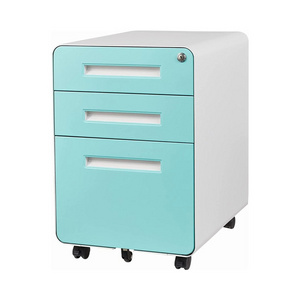 LAKSHYO New Product 3 Drawer Steel Office Use White Metal File Storage Mobile Pedestal Cabinet