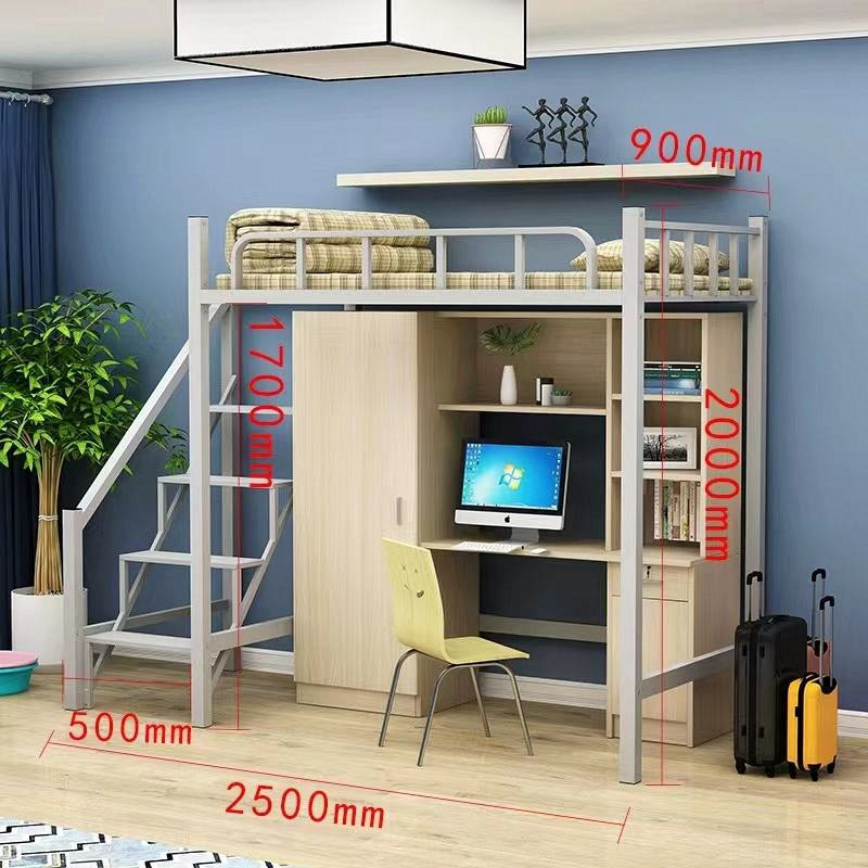 LAKSHYO Loft Bed Frame Adult Students Loft Bed Bedroom Furniture Office Furniture Modern School Bed