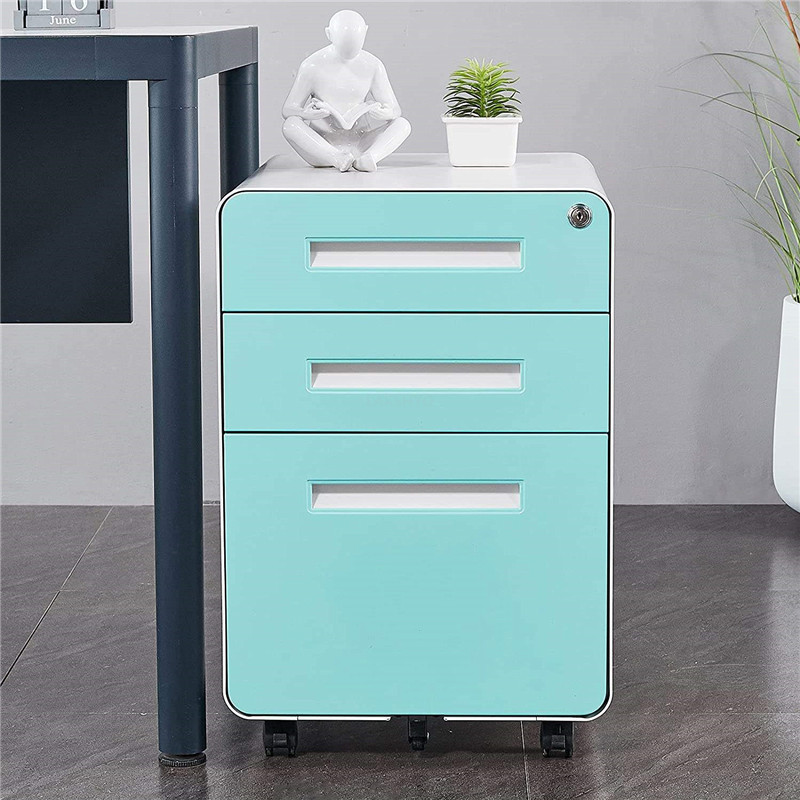 LAKSHYO New Product 3 Drawer Steel Office Use White Metal File Storage Mobile Pedestal Cabinet