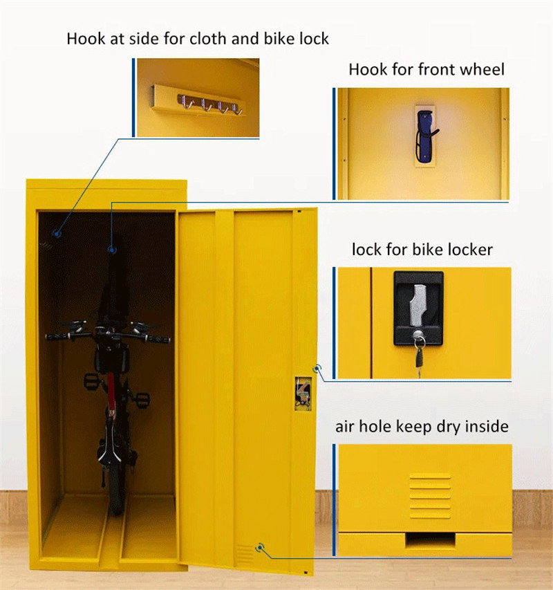 LAKSHYO Outdoor steel bicycle backyard tool house garden Tools Storage Shed waterproof safety metal school bike locker