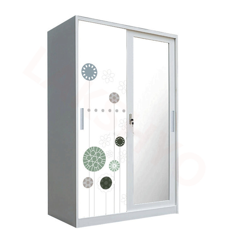 LAKSHYO with Mirror Armoire Bedroom Wardrobe Closet/clothes with Shelves Modern Home Furniture Metal Wardrobe Bedroom