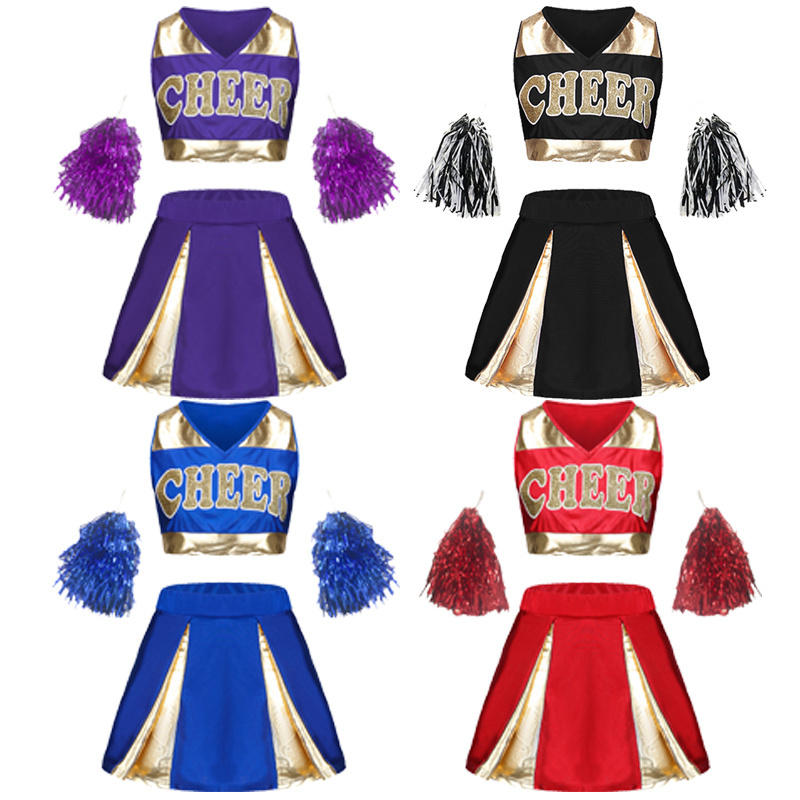 Design Your Own Cheerleading Uniforms Wholesale Women Dress Red Cheerleader Costume S-XL No Pom