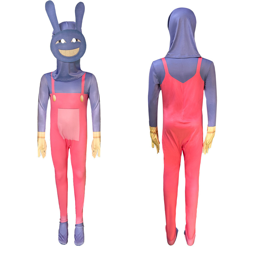 2024 The Amazing Digital Circus Cosplay Costume for Adults Kids Clown Pomni Dress Up Jumpsuit Halloween Party Bodysuit 110-200cm