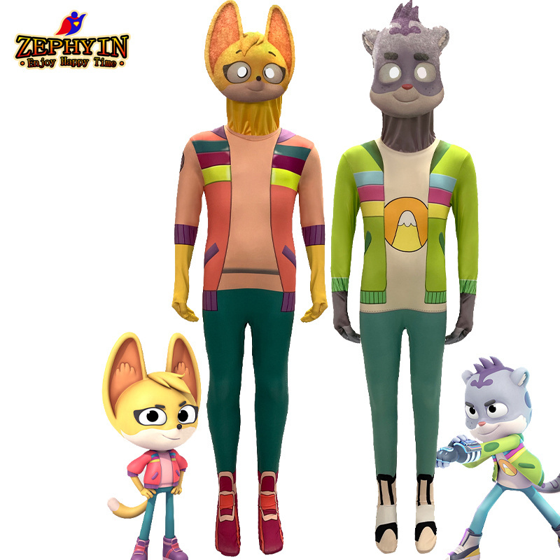 New Arrival American TV Cartoon Halloween Elastic Jumpsuit Animal Detective Team Children Cosplay Costumes 100-160cm Available