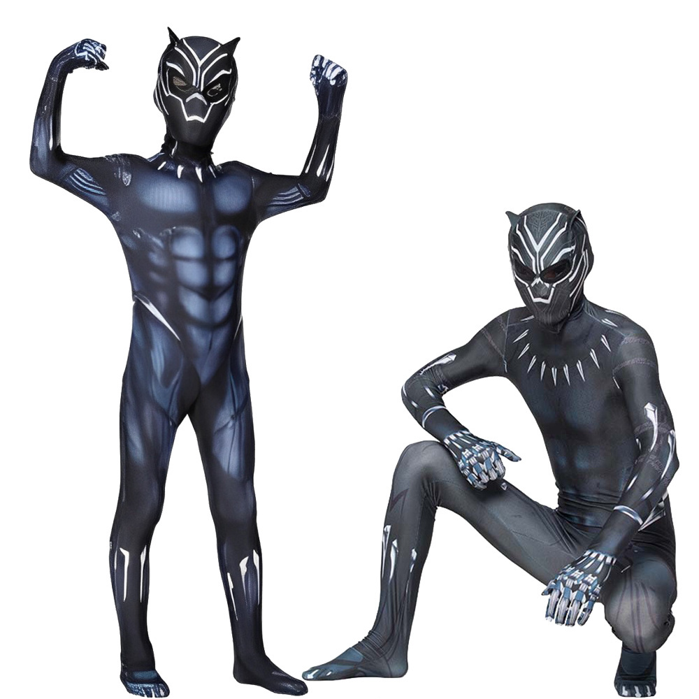 Hot Movie Superhero Jumpsuit Halloween Wakanda Forever Zentai Suit For Kids & Adults Fantastic Black Panther Cosplay Costume