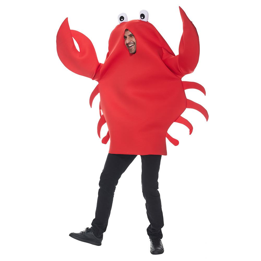 Funny Cosplay Animal Costume Halloween Crab Mascot Cosplay Unisex Costume Red Shrimp Men's Performance Jumpsuits