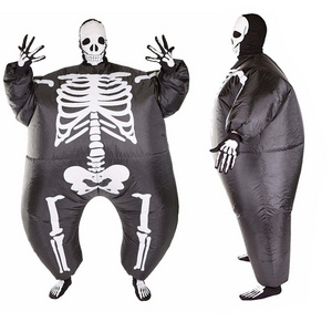 Wholesale Custom Inflatable Costume Funny Inflatable Fat Suit Blow-Up Adult Halloween Skeleton Costume Party With Gloves Socks