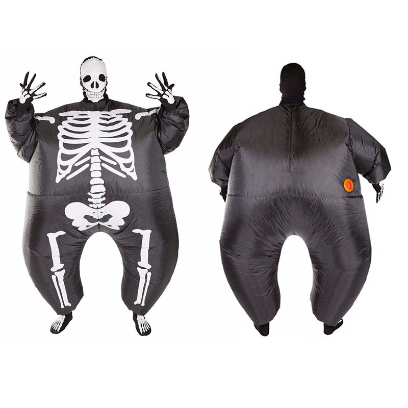 Wholesale Custom Inflatable Costume Funny Inflatable Fat Suit Blow-Up Adult Halloween Skeleton Costume Party With Gloves Socks