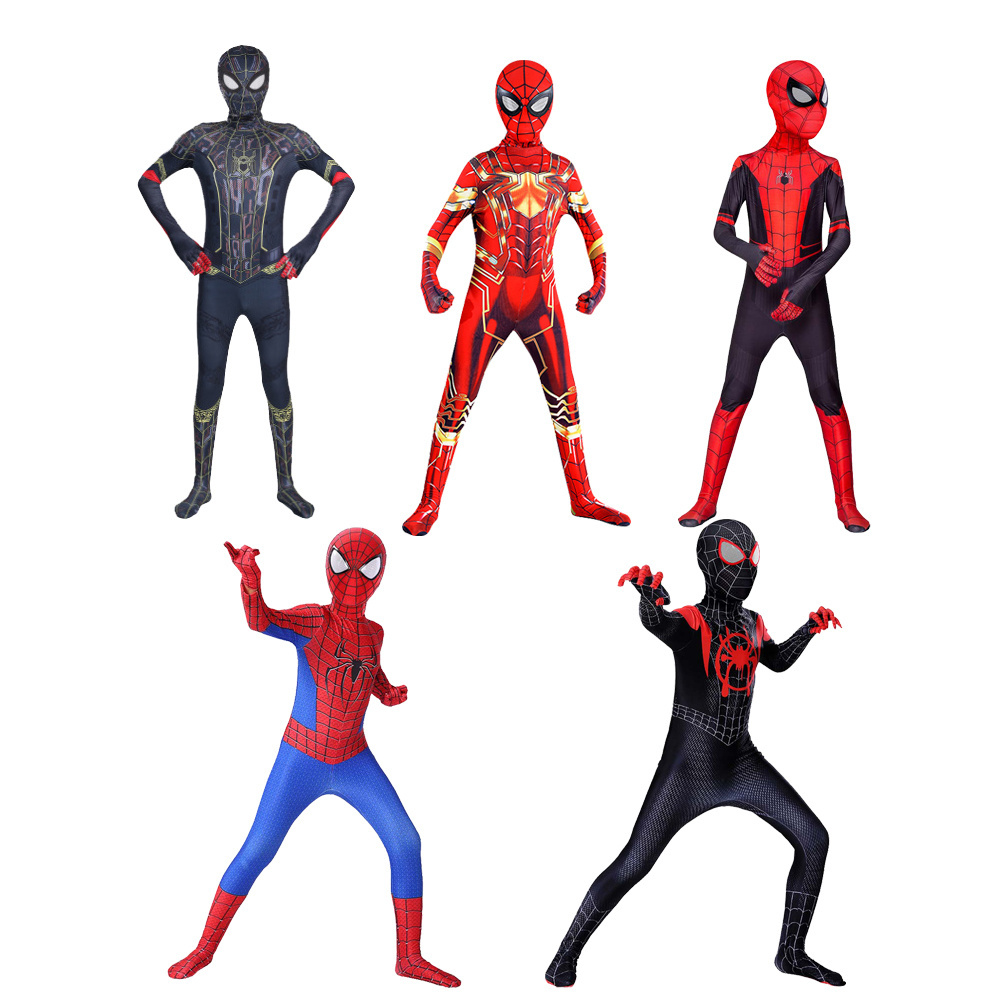 Spiderman Costume Superhero Jumpsuit Children Halloween Cosplay Costume Red Black Spandex  Amazing 3d Cosplay Clothing