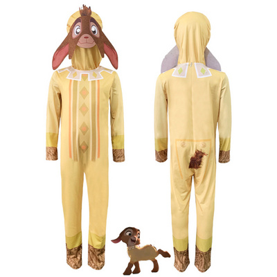 Kids Cosplay Goat Jumpsuit Cosplay Costume TV Cartoon Halloween Outfit Yellow Pajamas Children Performance Clothing