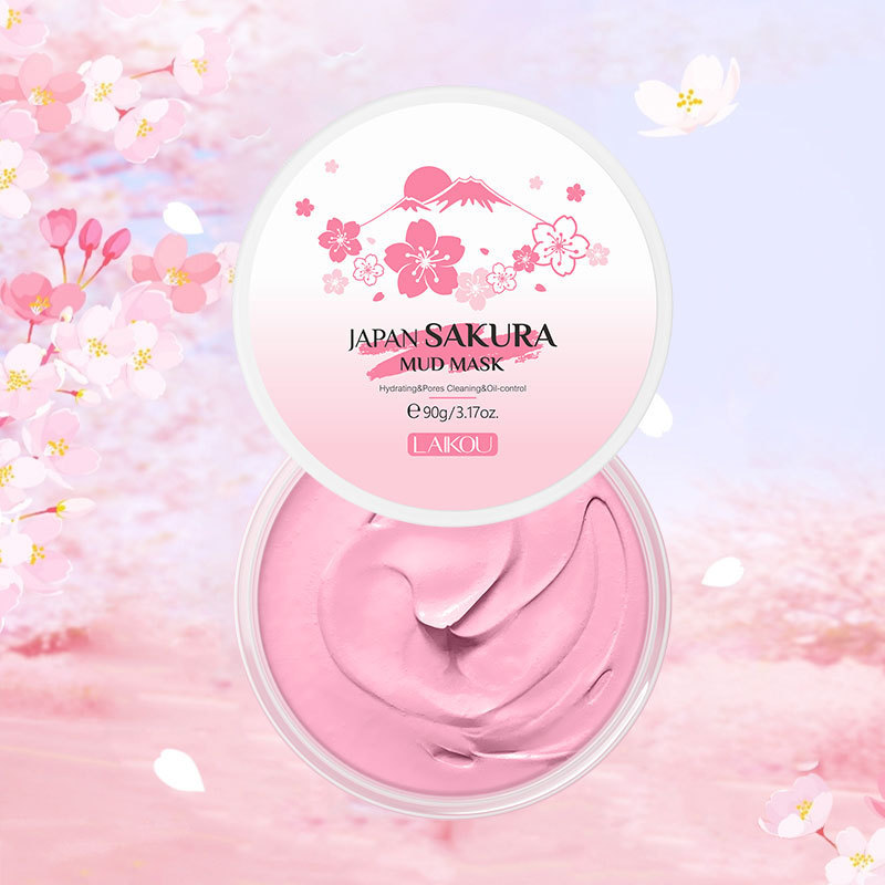 Laikou 90g Sakura Cleaning Brightening Skin Care Face Clay Mudmasks Skin Care Korean Cosmetic Female Beauty Products MUD