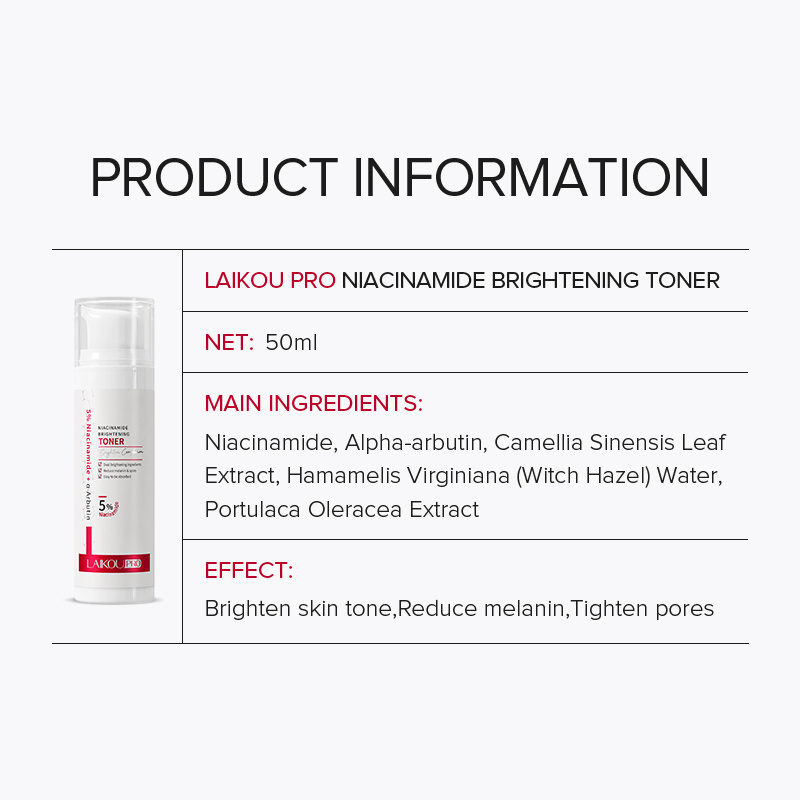 LAIKOU PRO Brightening Toner Niacinamide Dual Reduce Skin Dullness Lighten Acne Mark 50ml