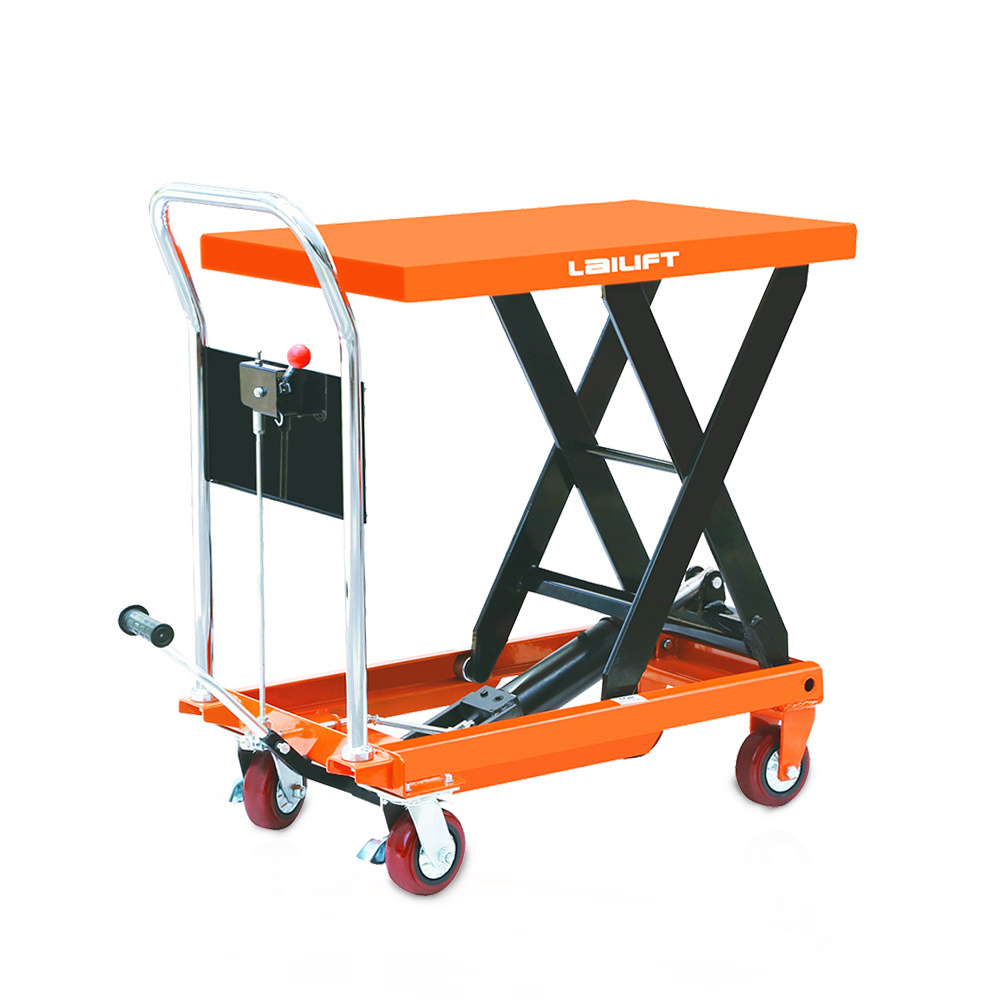 Stainless steel double mini hand stationary scissor lift table truck