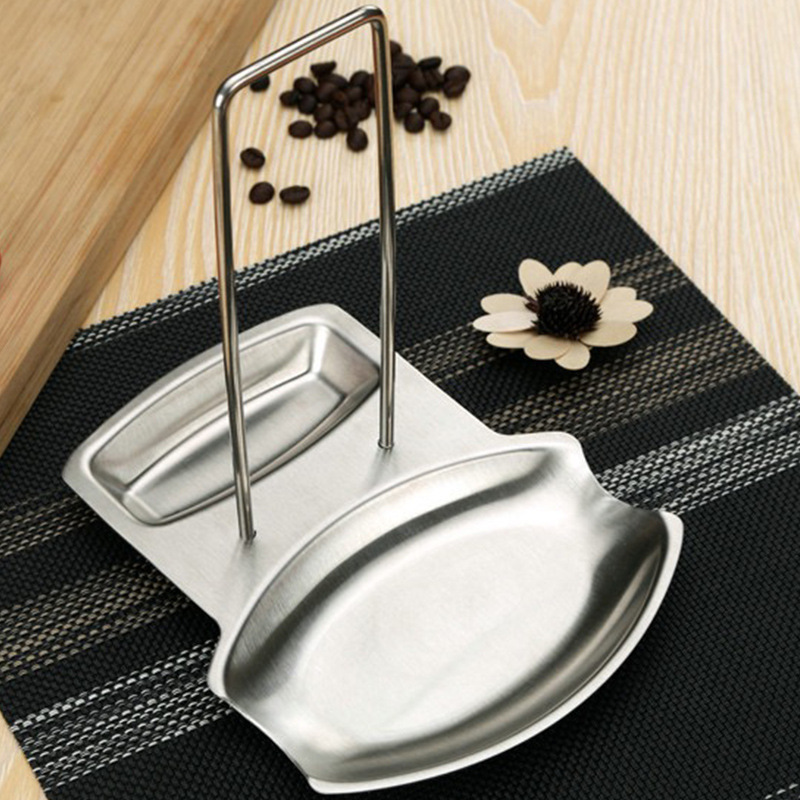 Stainless Steel Innovative Anti mess 2 in 1 Spoon Rest and Pot Lid Holder for kitchen Spoon Rests