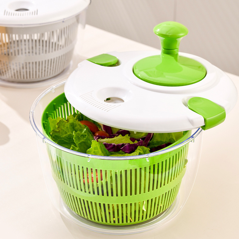 Salad Spinner Food Draining Basket Salad Spinner with Colander Basket Manual Salad Washer for Kitchen Dryer