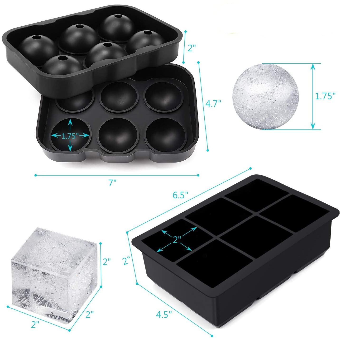 Hockey Honeycomb Ice Box 6 Grid round Square Silicone Frozen Ice Mold Easy Food Grade PC Scoop for Ice Cream and Food