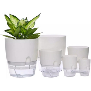 Modern Design Self-Watering Plastic Planter Pot for House Plants Flowers Herbs Painted Finish for Home Garden Nursery Decor