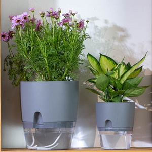 Hot Selling Transparent Hydroponic Indoor Garden Vase Planter Bulk Plastic Smart Flower Pots Self Watering Flower Pots