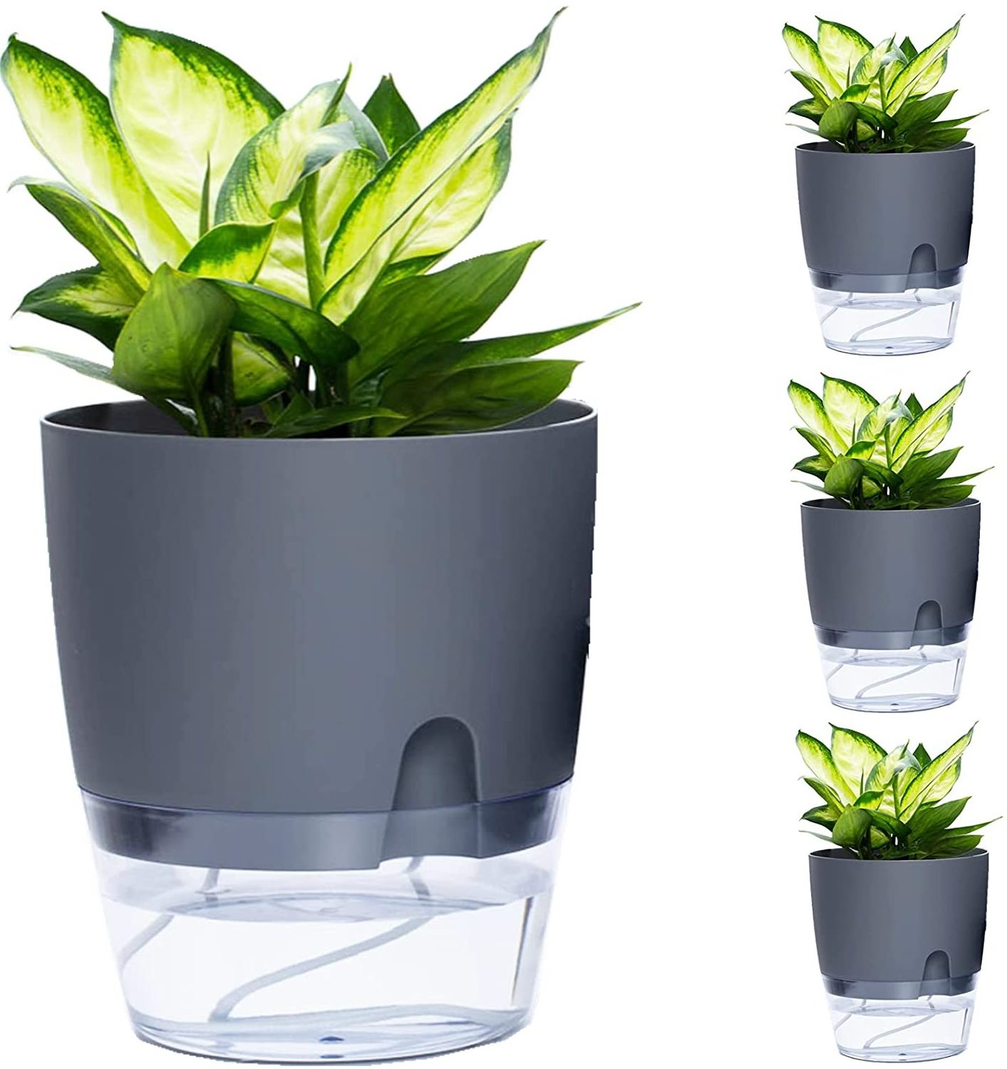 Hot Selling Transparent Hydroponic Indoor Garden Vase Planter Bulk Plastic Smart Flower Pots Self Watering Flower Pots