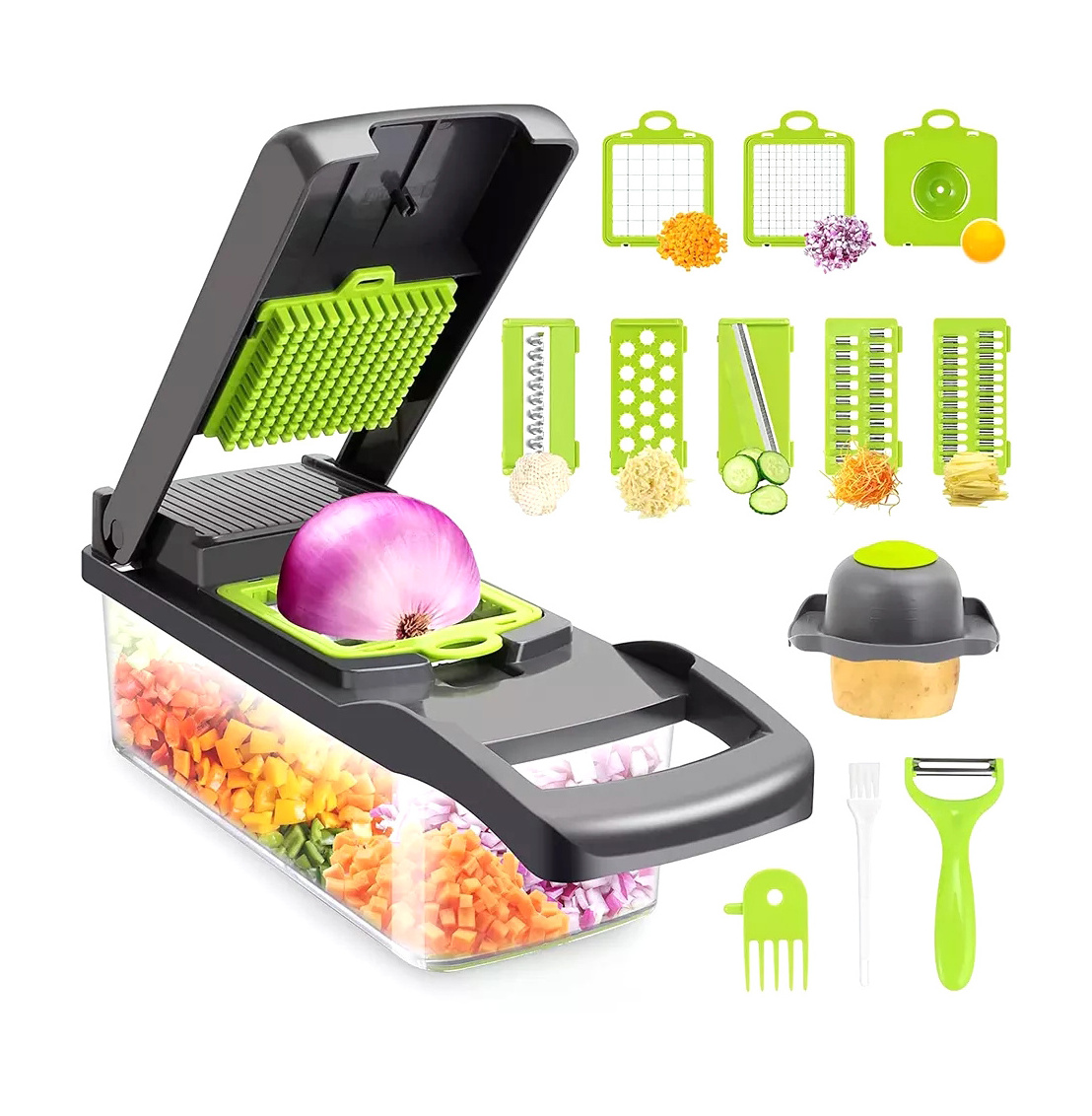 Steel and Metal Vegetable Grater Shredder Stainless Steel Blade Food Potato Dicer Veggie Chopper and Slicer