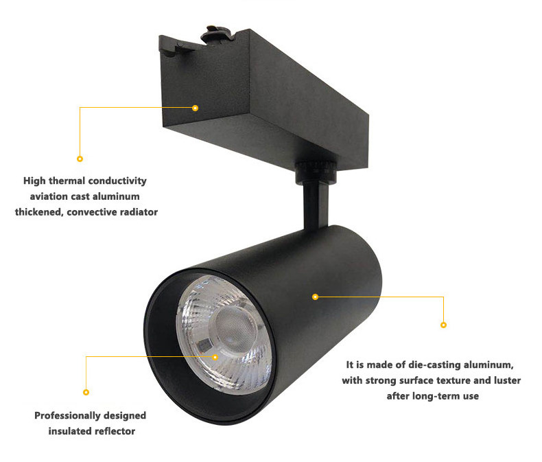 Hot selling commercial 10W 20W 30W shop black adjustable track light led spot light used in clothes stores widely