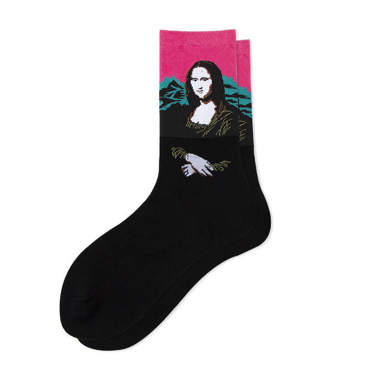 Hot sell cartoon painting art funy socks cotton fashion crew socks for men