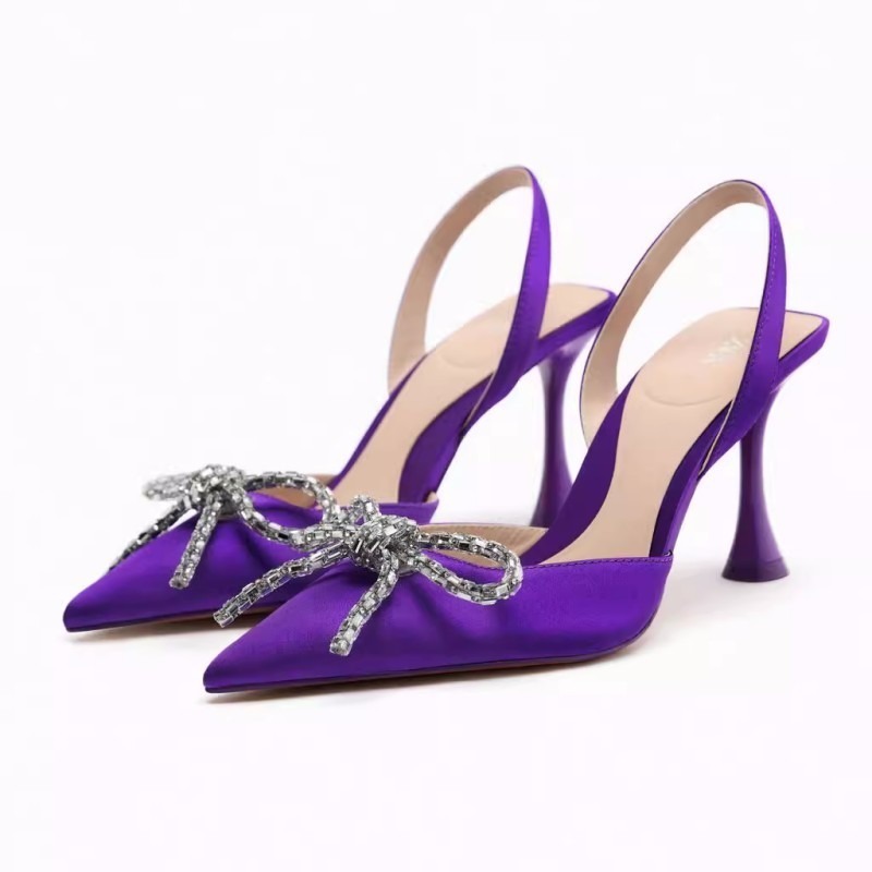 Fashion Candy Colors Ladies High Heel Wedding Shoes Fashion Rhinestone Luxury Stiletto Purple Heels for Women