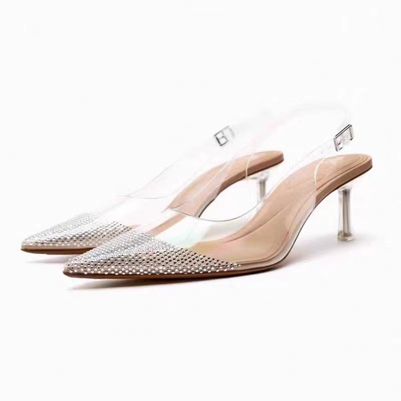 H158-440 ZA New Style Transparent PVC Crystal  Women Sandals High Heeled Elegant Girls Ladies Comfortable High Quality Lady Shoe