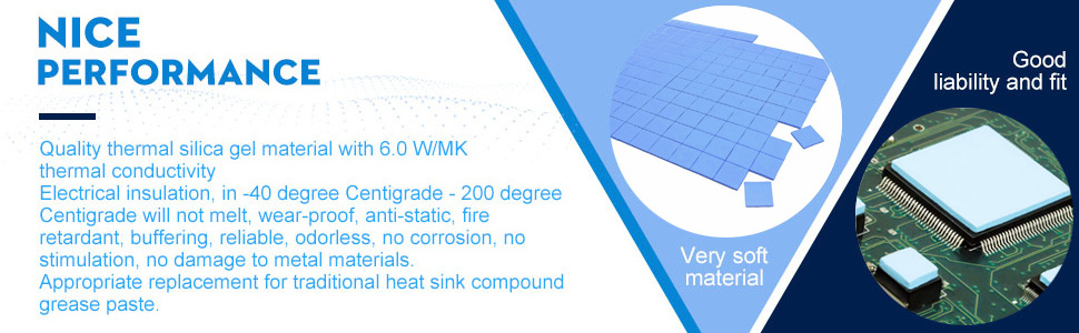 Thermal Pad 12.8 W/mk 0.2-20mm Non Conductive Heat Resistance High Temperature Resistance Silicone Thermal Pads